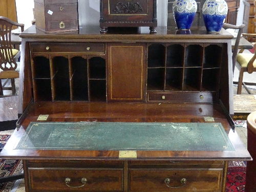 An Edwardian mahogany and inlaid Bureau by Thomas Turner of Manchester, the fall front with - Image 2 of 6