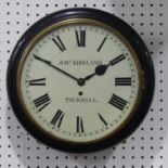 A Victorian wall Clock, signed Jos'h Kirkland, Tickhill, with painted dial and four pillar fusee