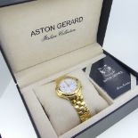 An Aston Gerard 'Italian Collection' gold-plated gentleman's Chronograph Wristwatch, on integrated