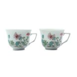 A PAIR OF CHINESE FAMILLE ROSE COFFEE CUPS.