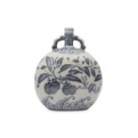 A CHINESE BLUE AND WHITE MOON FLASK.