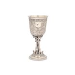 A CHINESE SILVER 'BAMBOO' GOBLET BY LEE CHING.