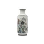 A CHINESE FAMILLE ROSE 'LANDSCAPE' VASE.