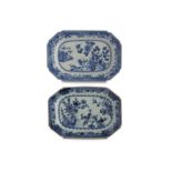 TWO CHINESE BLUE AND WHITE TUREEN STANDS.