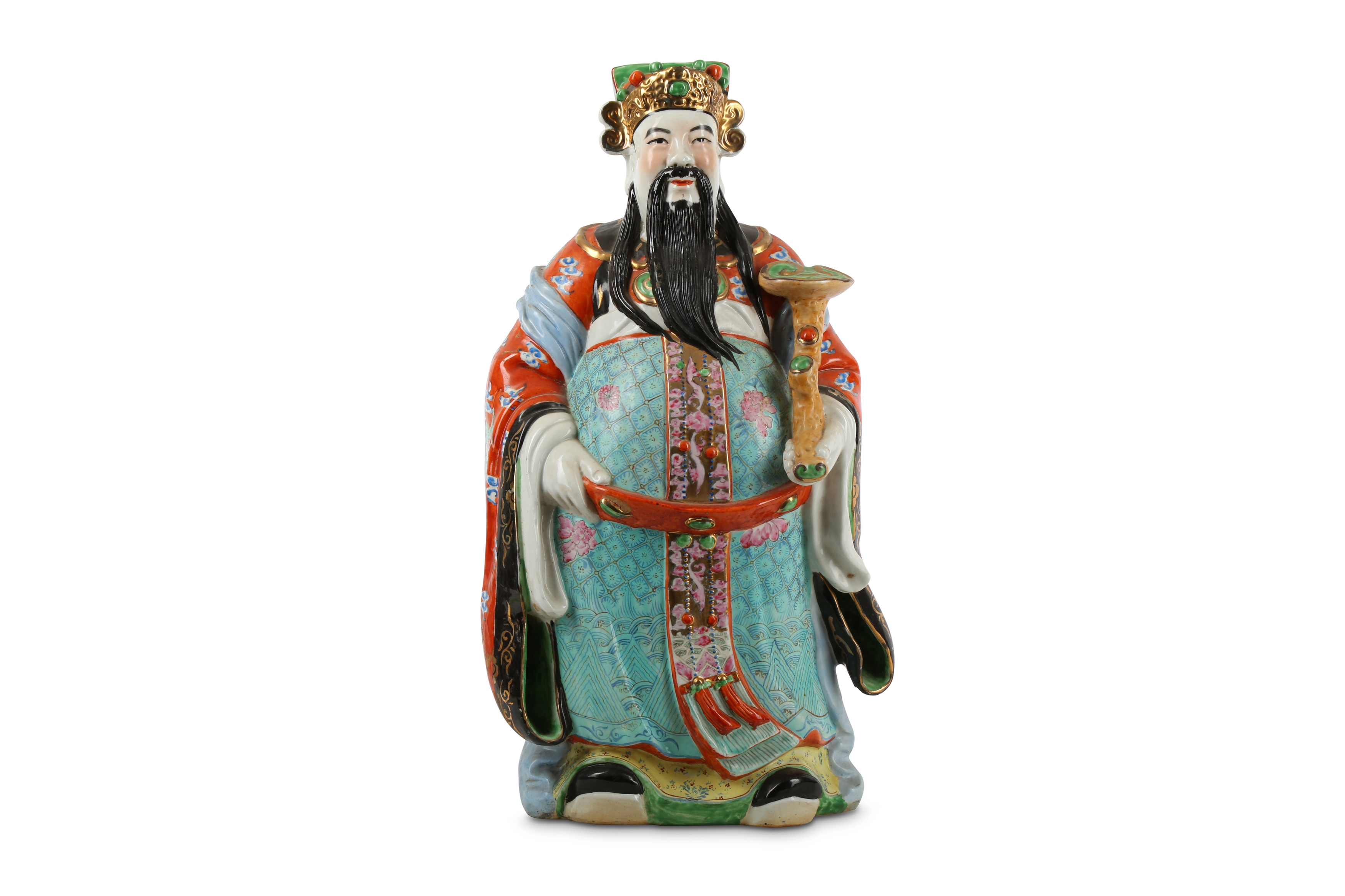 A CHINESE FAMILLE ROSE FIGURE OF AN IMMORTAL. - Image 2 of 9