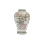 A BALUSTER 'LADIES AND BLOSSOMS' VASE.