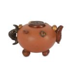 A CHINESE YIXING ZISHA 'NUTS' TEAPOT AND COVER.