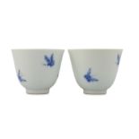 A PAIR OF CHINESE BLUE AND WHITE 'BUTTERFLY' CUPS.