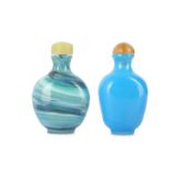 TWO CHINESE GLASS SNUFF BOTTLES.
