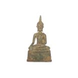 A SOUTHEAST ASIAN BRONZE FIGURE OF BUDDHA SAKYAMUNI.