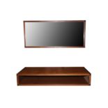 A DANISH TEAK WALL MIRROR AND A DANISH TEAK FLOATING TELEPHONE TABLE