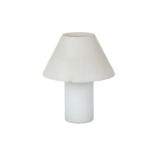 A WHITE OPALINE GLASS LAMP, 20TH CENTURY