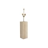 AN LARGE ITALIAN TRAVERTINE LIMESTONE AND BRASS LAMP, CIRCA 1960,