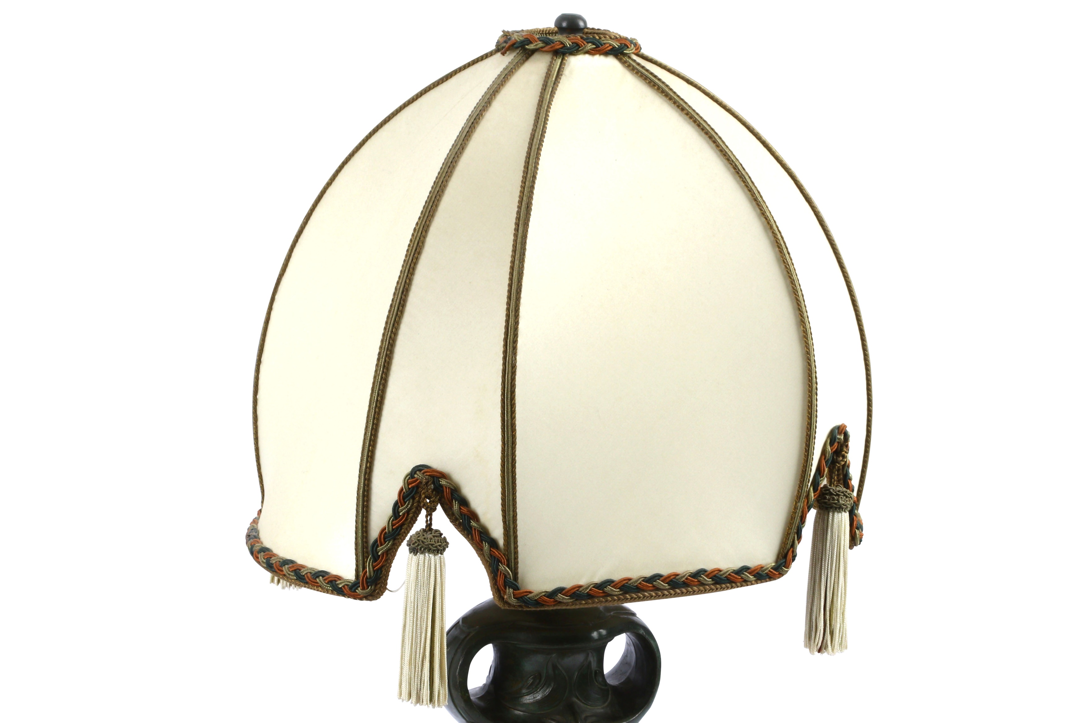 IN THE MANNER OF TIFFANY, AN ART NOUVEAU BRONZE TABLE LAMP, EARLY 20TH CENTURY, - Image 5 of 5