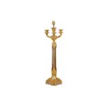 A LOUIS PHILIPPE STYLE FRENCH GILT BRONZE CANDELABRA ADAPTED AS A LAMP BASE, 19TH CENTURY