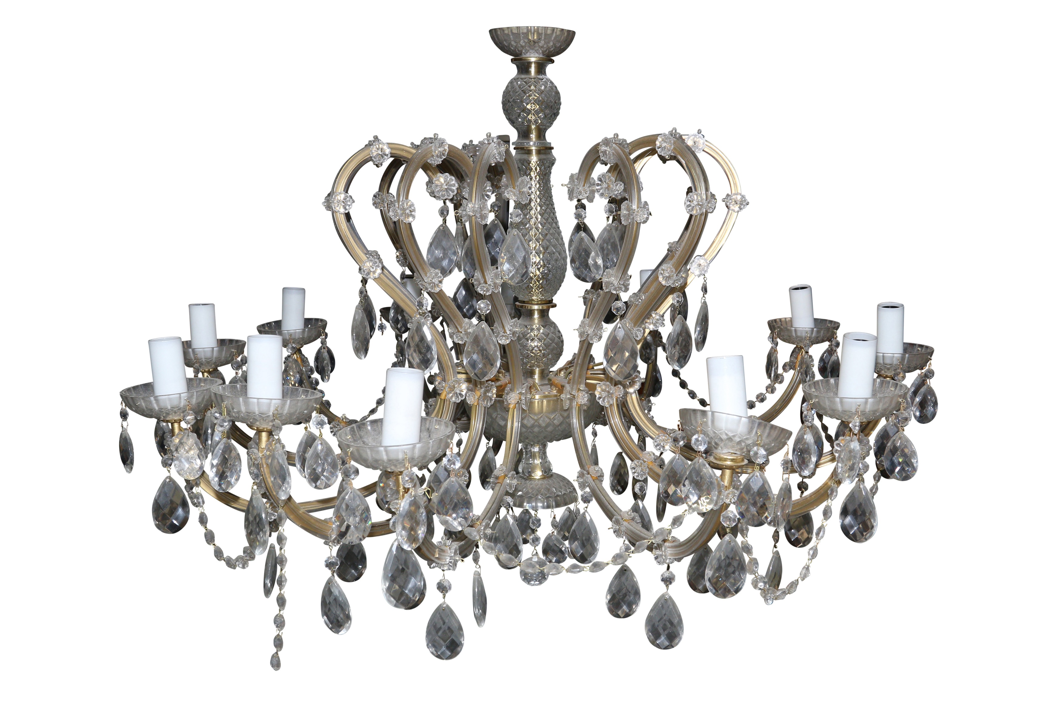 A TWELVE BRANCH BOHEMIAN GLASS CHANDELIER