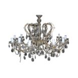 A TWELVE BRANCH BOHEMIAN GLASS CHANDELIER