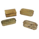 FOUR BRASS PANDAN LIDDED BOXES