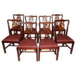A HARLEQUIN SET OF TWELVE CHIPPENDALE STYLE DINING CHAIRS