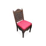 AN ANGLO INDIAN COLONIAL HARDWOOD SIDE CHAIR, 19TH CENTURY