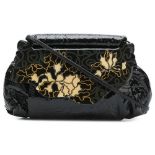 Vintage Black Floral Moonbag CIRCA 1970's