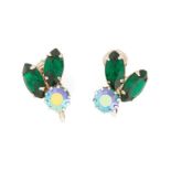 Vintage Green Crystal Clip On Earrings CIRCA 1950's
