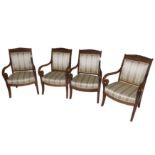 A SET OF FOUR FRENCH MAHOGANY CHAIRS, 19TH CENTURY