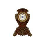 A FRENCH BOULLEWORK AND EBONISED WOOD MANTEL CLOCK, 19TH CENTURY,