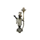 A CAST BRONZE FIGURAL STANDARD LAMP MODELLED AS A LIFESIZE BLACKAMOOR BOY