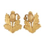 A PAIR OF GILT WOOD APPLIQUES IN THE FORM OF POPPIES, 18TH CENTURY