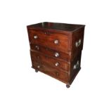 A MAHOGANY CAMPAIGN CHEST, 19TH CENTURY,