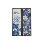 A PAIR OF CHINESE BLUE AND WHITE PAINTINGS ON PORCELAIN, 20TH CENTURY,