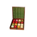 A COLLECTION OF SIXTEEN IVORY SNOOKER BALLS, 19TH CENTURY,
