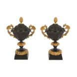 A PAIR OF BRONZE AND GILT BRONZE PASTILE BURNERS, 19TH CENTURY