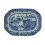 A CHINESE BLUE AND WHITE OCTAGONAL PORCELAIN PLATE, 18TH CENTURY,