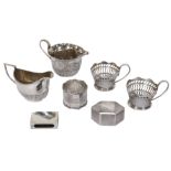 A COLLECTION OF STERLING SILVER ITEMS INCLUDING A VICTORIAN MILK JUG