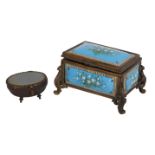 A CONTINENTAL BLUE ENAMEL AND GILT METAL CASKET, LATE 19TH/EARLY 20TH CENTURY