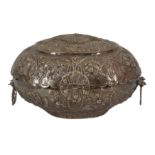 AN OTTOMAN SILVER OVAL CASKET OR SPICE BOX, LATE 19TH/EARLY 20TH CENTURY