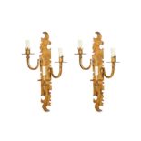 A PAIR OF FRENCH GILT WALL SCONCES, SECOND HALF OF THE 20TH CENTURY
