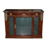 A FRENCH EMPIRE STYLE BURR ELM BREAKFRONT SIDEBOARD, EARLY 20TH CENTURY