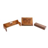 THREE CARVED OLIVE WOOD BIBLIOPHILE COLLECTABLES, FIRST HALF OF 20TH CENTURY