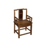 A CHINESE HARDWOOD ARMCHAIR, 20TH CENTURY,