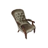 A WILLIAM IV MAHOGANY OPEN ARMCHAIR