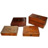 A VICTORIAN BURRWOOD RECTANGULAR TEA CADDY,