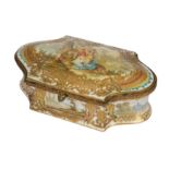 A FRENCH PORCELAIN SHAPED BOX, IN THE SEVRES STYLE, LATE 19TH/EARLY 20TH CENTURY,