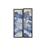 A PAIR OF CHINESE BLUE AND WHITE PAINTINGS ON PORCELAIN, 20TH CENTURY