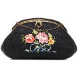 VINTAGE BEADED FLORAL CLUTCH, CIRCA 1940s