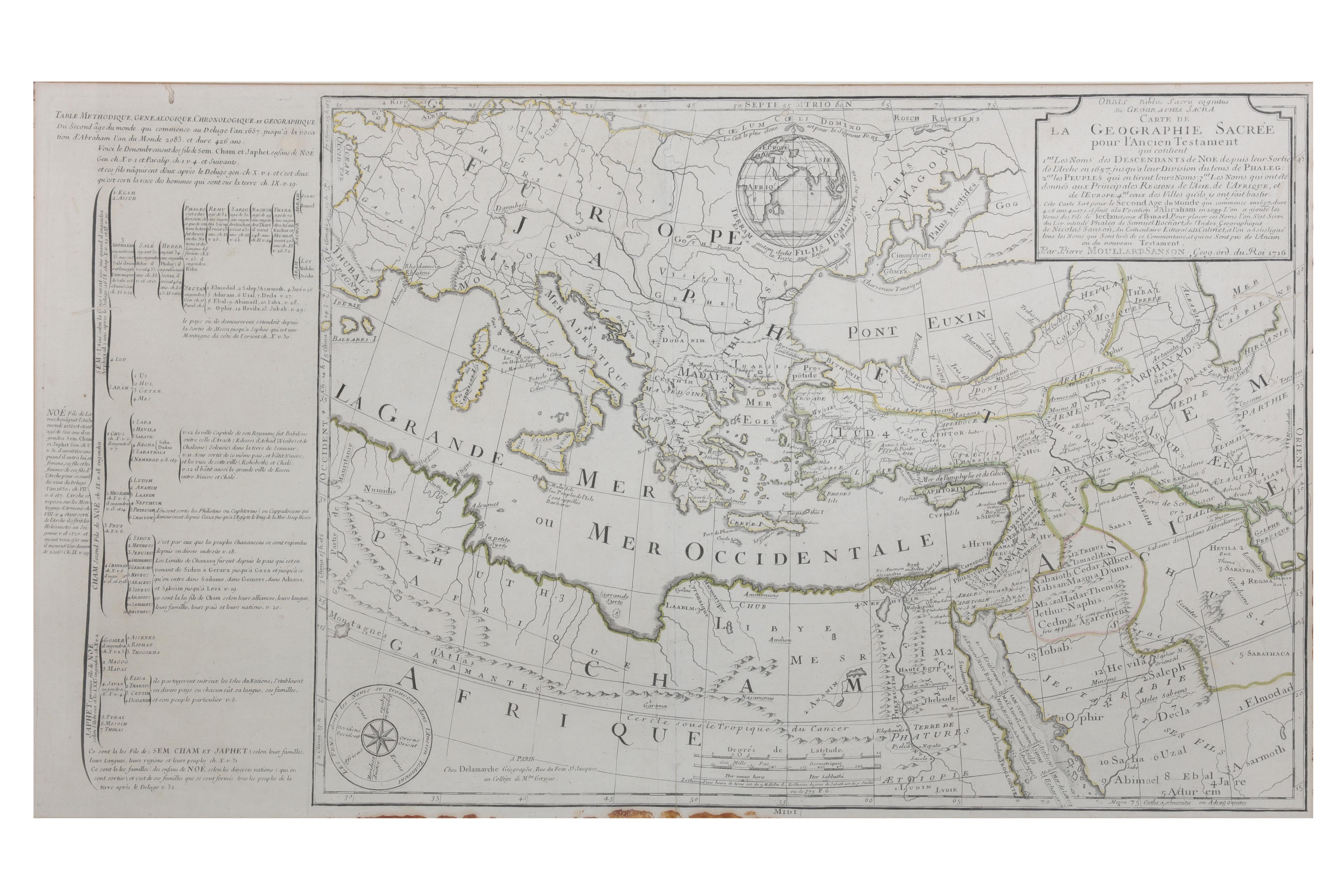 MIDDLE EAST, MOULLART-SANSON (PIERRE) CARTE DE LA GEOGRAPHIE SACREE POUR L’ANCIEN TESTAMENT - Image 3 of 3