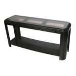 A CONTEMPRARY EBONISED CONSOLE TABLE