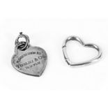 A TIFFANY AND CO HEART SHAPED PENDANT 'PLEASE RETURN TO TIFFANY & CO NEW YORK',